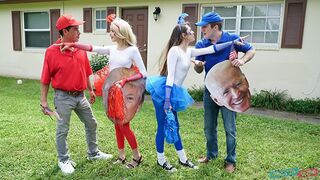 Teen Neighbors Swap & Fuck Dad To Vote Red & Blue